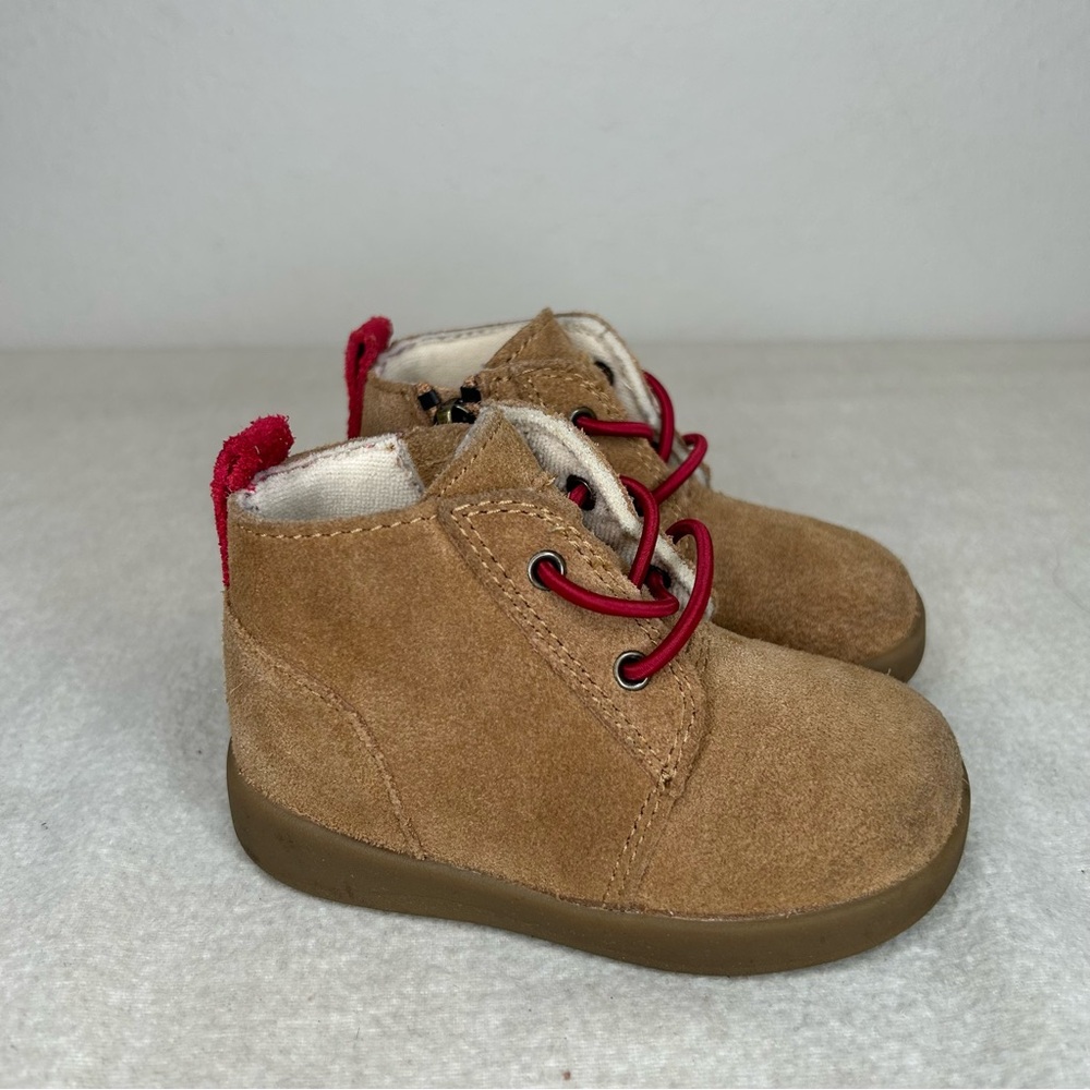 UGG Kids Tan Boots with Red Accents